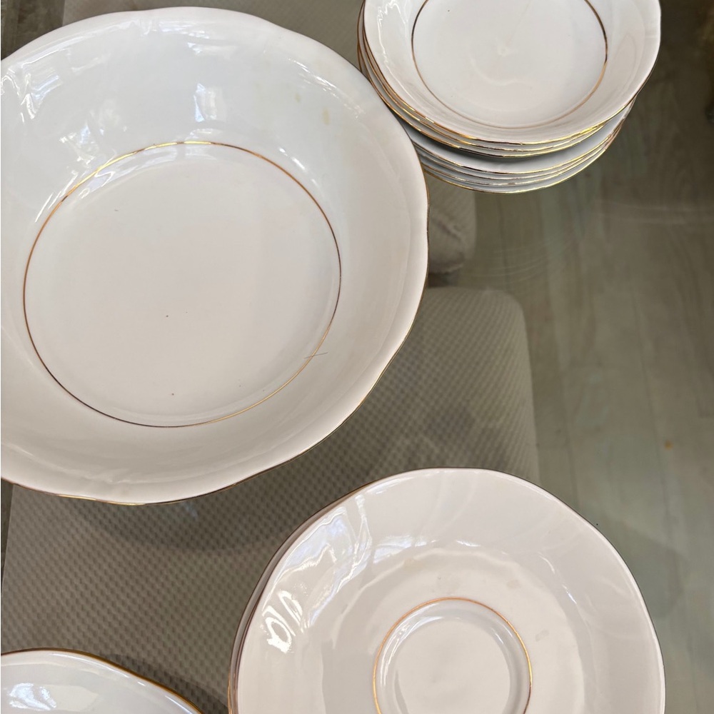 Vintage Korona Classic White and Gold Porcelain China Dinnerware